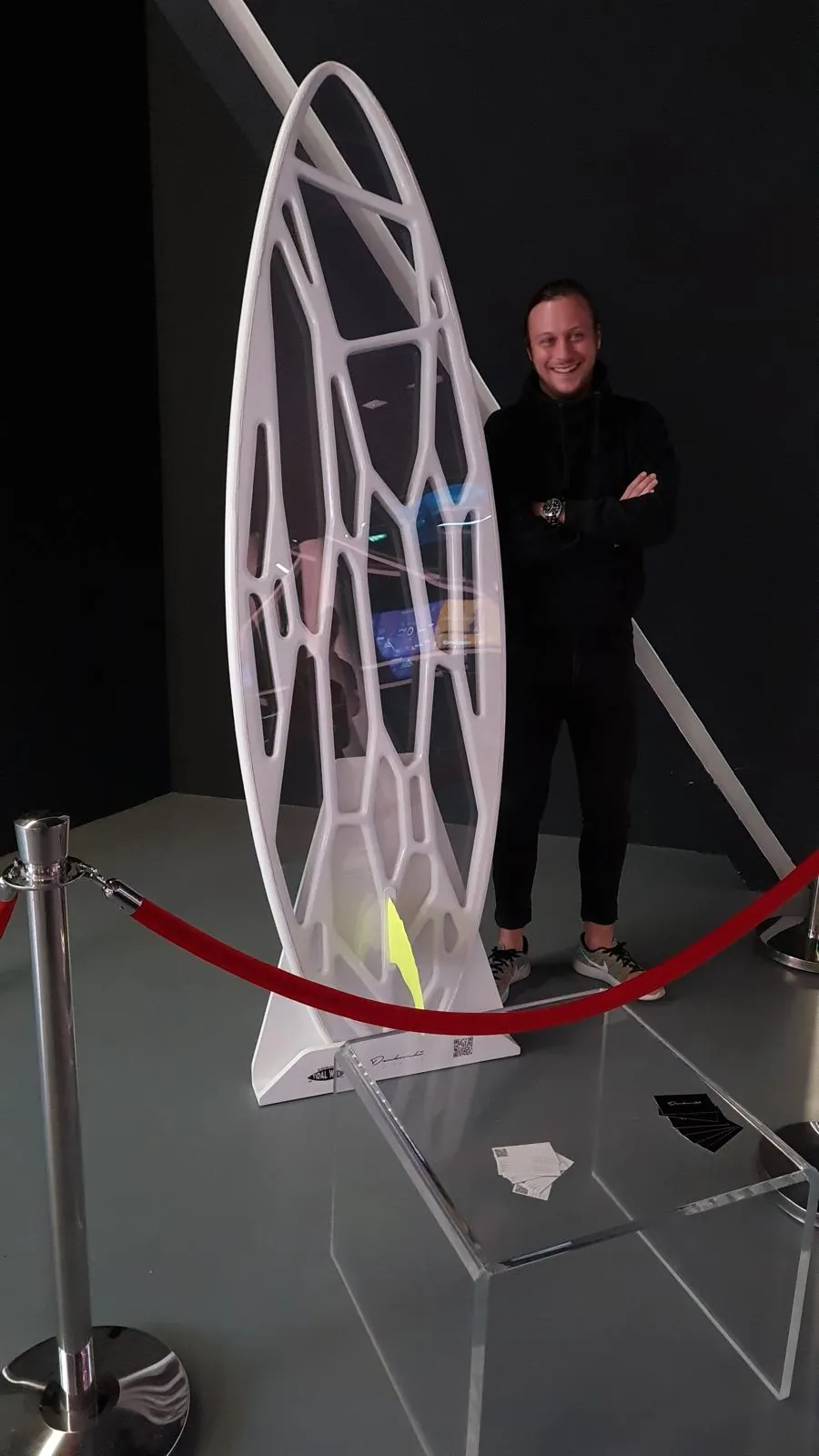 Igor with the Tidal Wave surfboard at Expo 2020, Dubai
