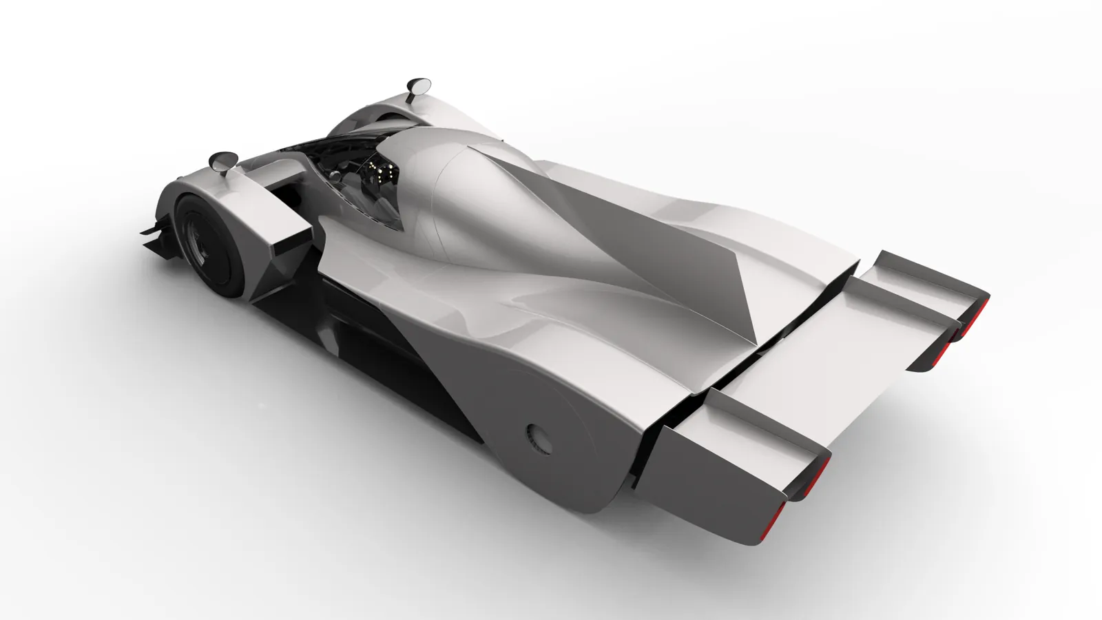 Form study, rear three-quarter with the wing raised