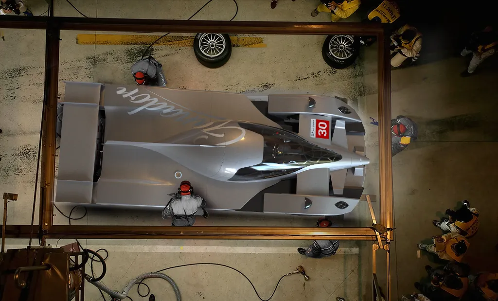 In the garage between sessions