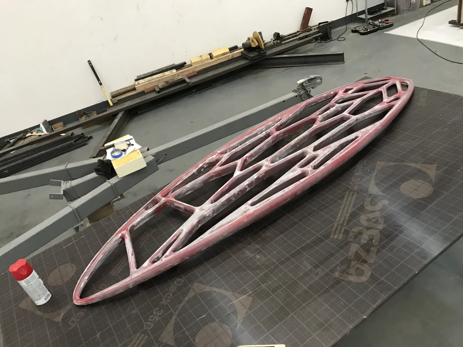 The lattice frame straight off the cutter