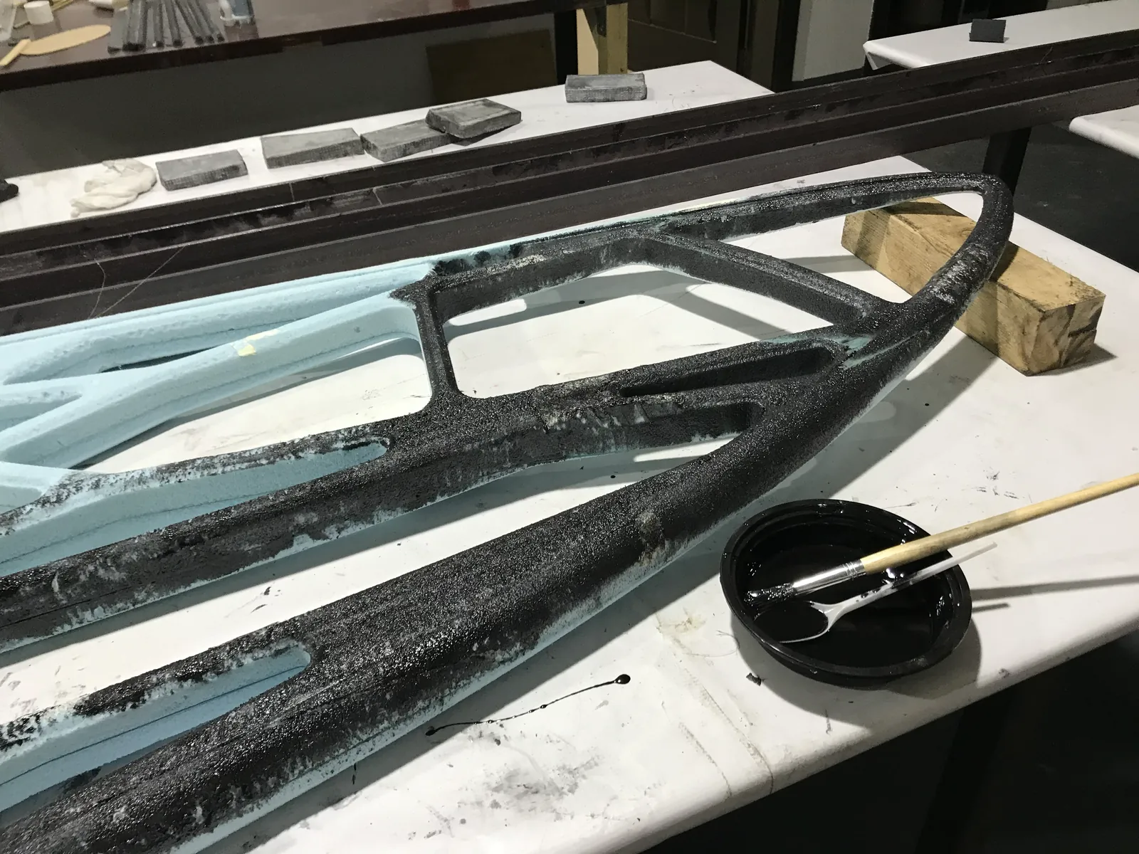 Carbon fibre laid up over the frame